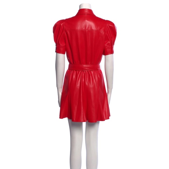 NWT Alice & Olivia Red Vegan Leather Dress - Size 2 - Picture 1 of 5